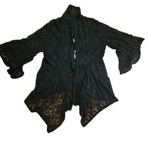 Dark Lace Whimsigoth Witchy Flowy Cardigan Handkerchief Hem 1X Stevie Nicks Goth